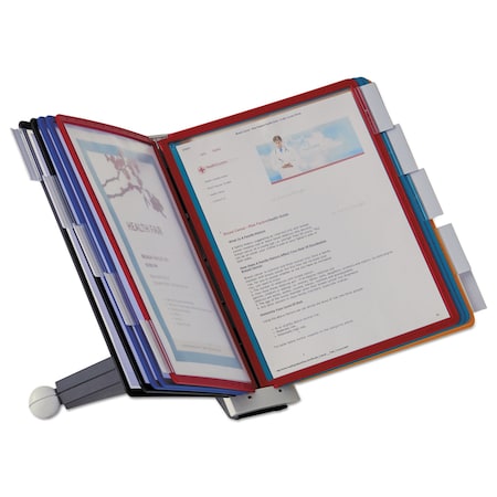 Durable Office Products SHERPA Desk Reference System, 10 Panels, 10 x 5.63 x 13.88, Assorted Borders 616528501778